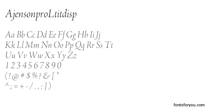 Czcionka AjensonproLtitdisp – alfabet, cyfry, specjalne znaki
