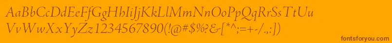AjensonproLtitdisp-Schriftart – Braune Schriften auf orangefarbenem Hintergrund
