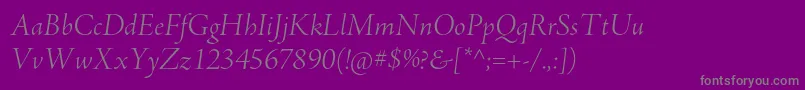 AjensonproLtitdisp-Schriftart – Graue Schriften auf violettem Hintergrund