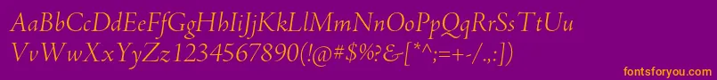 AjensonproLtitdisp-Schriftart – Orangefarbene Schriften auf violettem Hintergrund