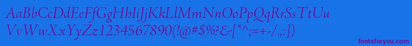 AjensonproLtitdisp Font – Purple Fonts on Blue Background