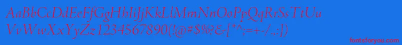 AjensonproLtitdisp Font – Red Fonts on Blue Background