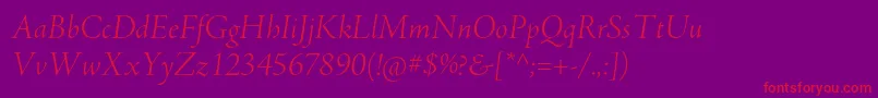 AjensonproLtitdisp-Schriftart – Rote Schriften auf violettem Hintergrund