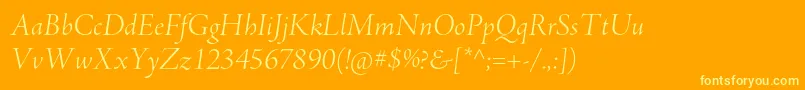 AjensonproLtitdisp Font – Yellow Fonts on Orange Background