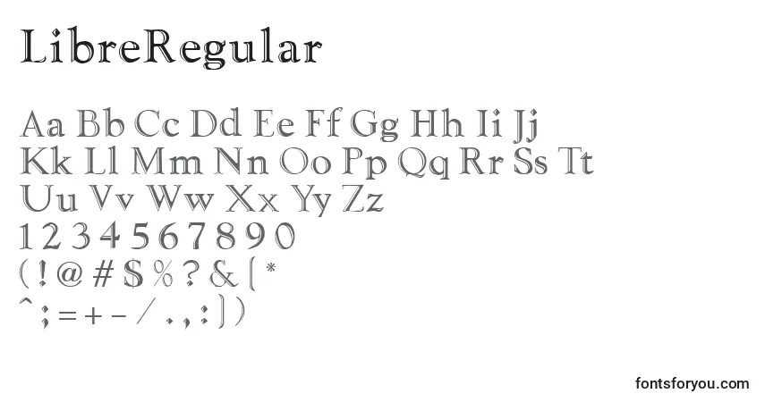 Schriftart LibreRegular – Alphabet, Zahlen, spezielle Symbole