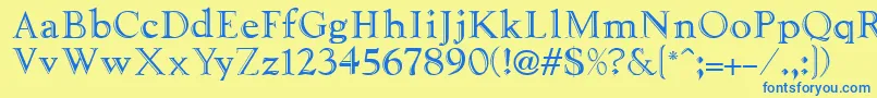 フォントLibreRegular – 青い文字が黄色の背景にあります。