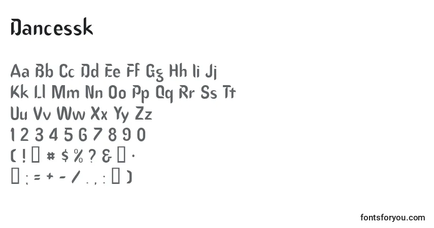 Шрифт Dancessk – алфавит, цифры, специальные символы