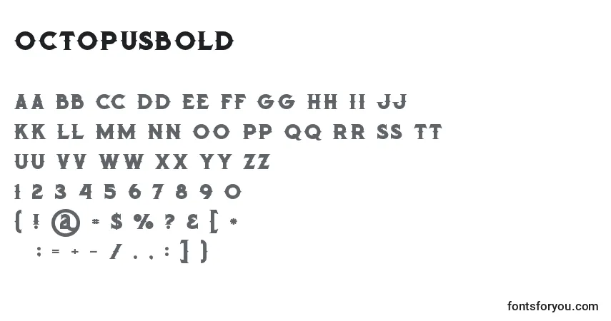 Schriftart Octopusbold (23635) – Alphabet, Zahlen, spezielle Symbole