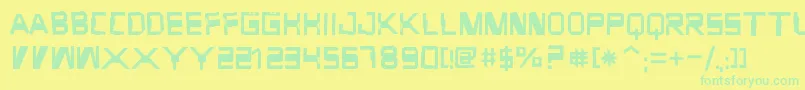 Fonte ForgottenJunk – fontes verdes em um fundo amarelo