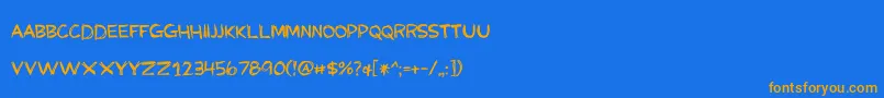More about MyGrandpasFarm Font MyGrandpasFarm Font – Orange Fonts on Blue Background