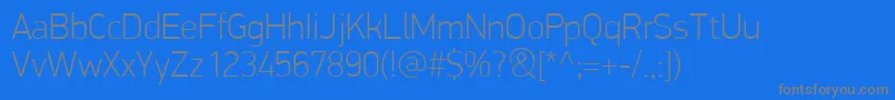 PfdindisplayproThin-Schriftart – Graue Schriften auf blauem Hintergrund