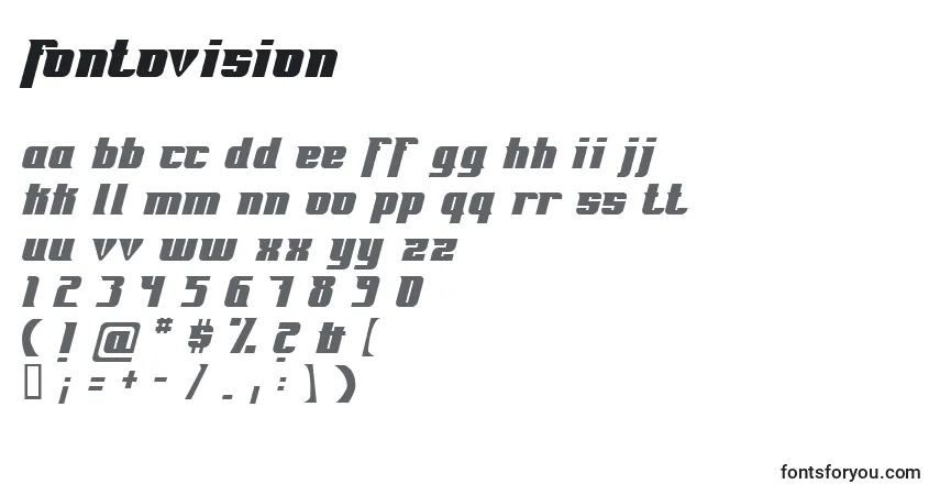 Schriftart Fontovision – Alphabet, Zahlen, spezielle Symbole