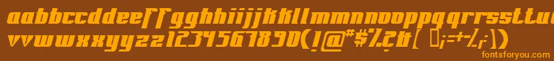 フォントFontovision – オレンジ色の文字が茶色の背景にあります。