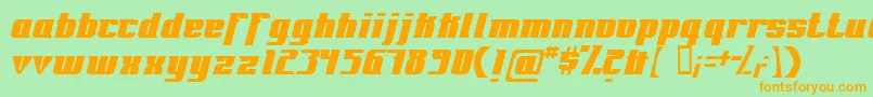 フォントFontovision – オレンジの文字が緑の背景にあります。