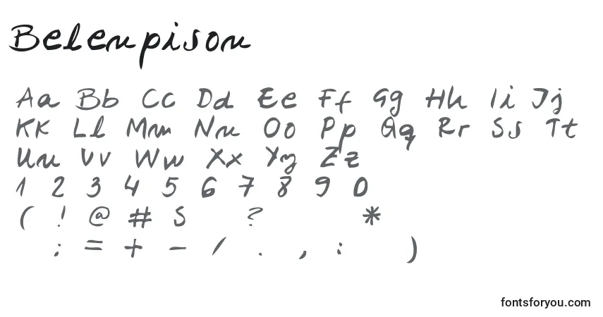 Schriftart Belenpison – Alphabet, Zahlen, spezielle Symbole