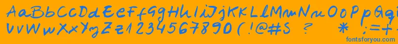 Belenpison-Schriftart – Blaue Schriften auf orangefarbenem Hintergrund