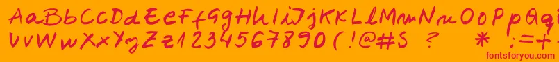 Belenpison-Schriftart – Rote Schriften auf orangefarbenem Hintergrund