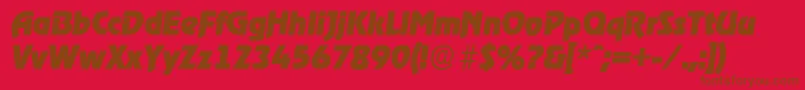 OnstageserialHeavyItalic-Schriftart – Braune Schriften auf rotem Hintergrund