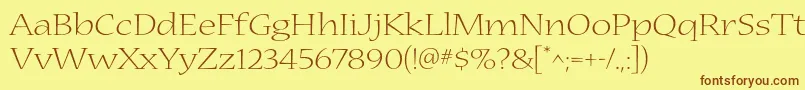 NuevastdLightextended Font – Brown Fonts on Yellow Background