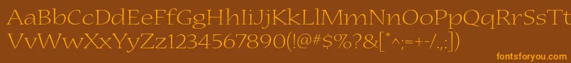 NuevastdLightextended Font – Orange Fonts on Brown Background