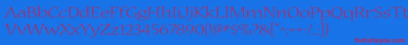 NuevastdLightextended Font – Red Fonts on Blue Background