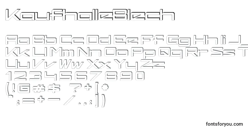 Schriftart KaufhalleBlech – Alphabet, Zahlen, spezielle Symbole