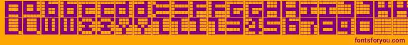Givemefive-Schriftart – Violette Schriften auf orangefarbenem Hintergrund