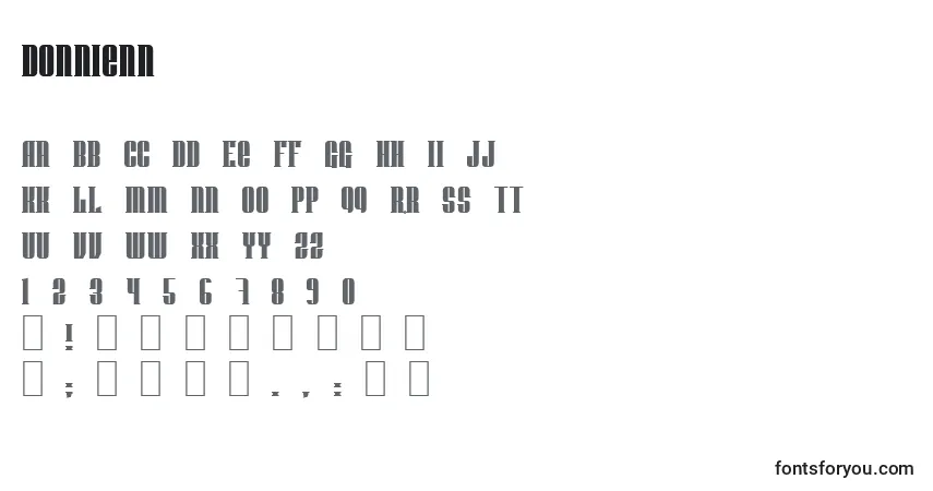 Donnienn-fontti – aakkoset, numerot, erikoismerkit