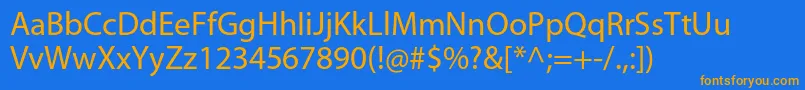 フォントMyriadproRegular – オレンジ色の文字が青い背景にあります。