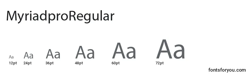 MyriadproRegular Font Sizes