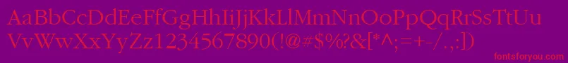 Garam-Schriftart – Rote Schriften auf violettem Hintergrund