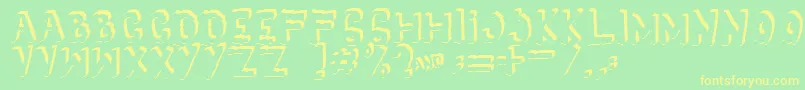 フォントYes3D – 黄色の文字が緑の背景にあります