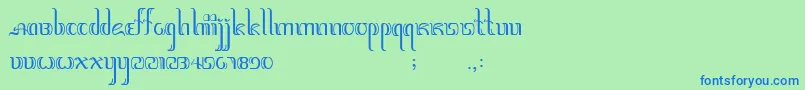 Jawadwipa Font – Blue Fonts on Green Background