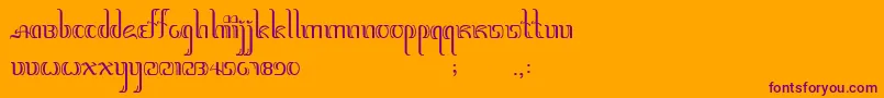 フォントJawadwipa – オレンジの背景に紫のフォント
