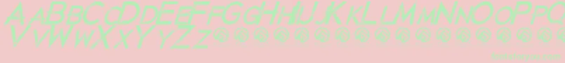 JustdiealreadyItalic-Schriftart – Grüne Schriften auf rosa Hintergrund