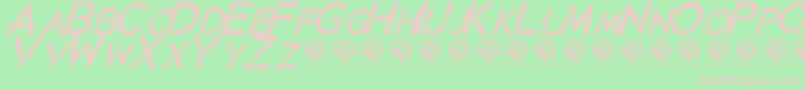 JustdiealreadyItalic Font – Pink Fonts on Green Background