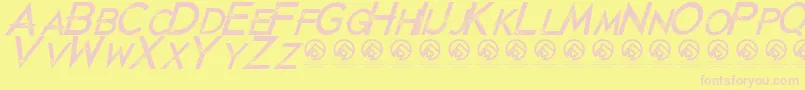 JustdiealreadyItalic Font – Pink Fonts on Yellow Background
