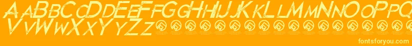 フォントJustdiealreadyItalic – オレンジの背景に黄色の文字