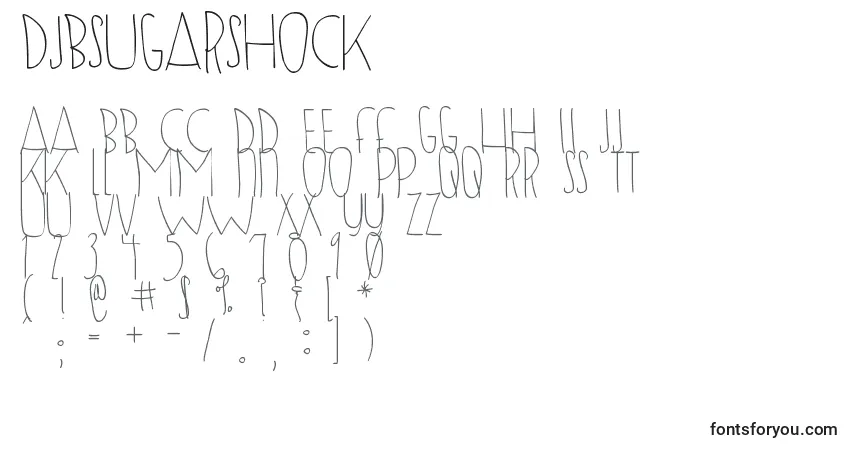 A fonte DjbSugarShock – alfabeto, números, caracteres especiais
