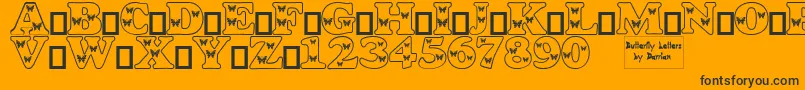 Czcionka ButterflyLetters – czarne czcionki na pomarańczowym tle