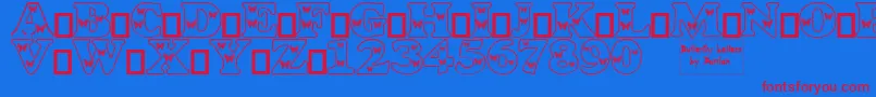 ButterflyLetters-Schriftart – Rote Schriften auf blauem Hintergrund