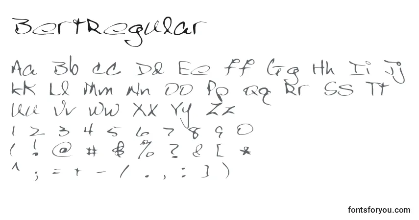 Czcionka BertRegular – alfabet, cyfry, specjalne znaki