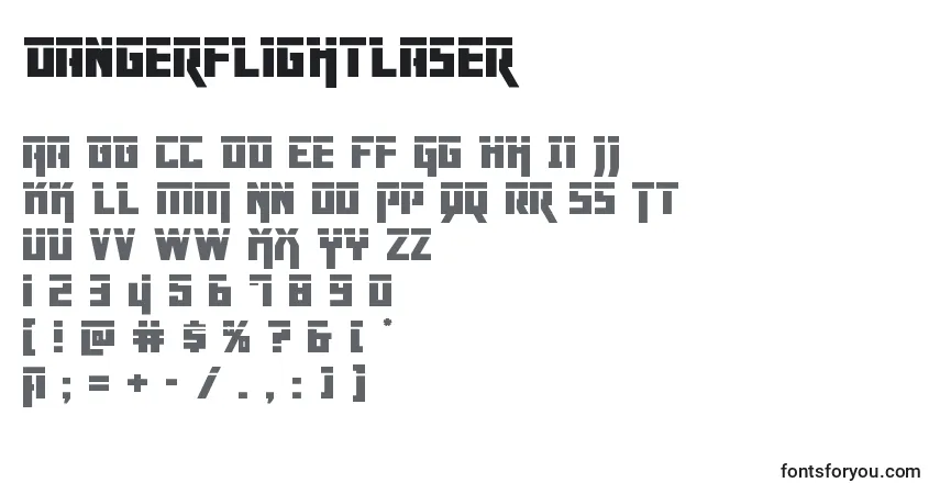 Шрифт Dangerflightlaser – алфавит, цифры, специальные символы