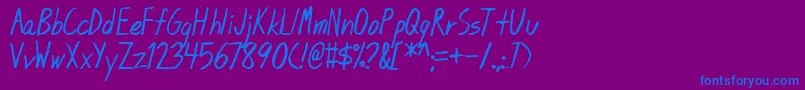 フォントBlunt – 紫色の背景に青い文字