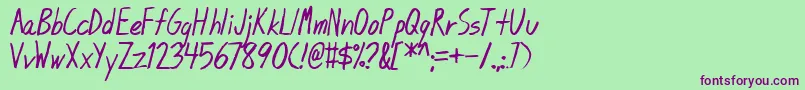 Blunt-Schriftart – Violette Schriften auf grünem Hintergrund