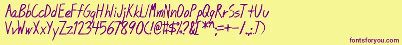 Blunt-Schriftart – Violette Schriften auf gelbem Hintergrund