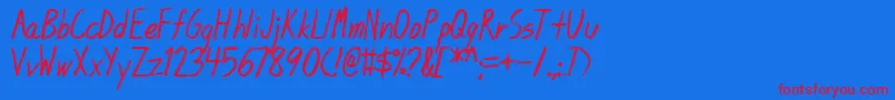 フォントBlunt – 赤い文字の青い背景
