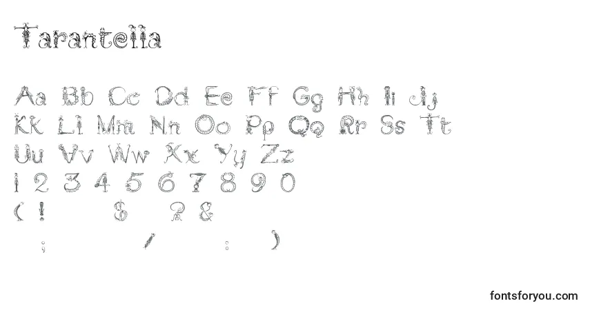 Шрифт Tarantella – алфавит, цифры, специальные символы
