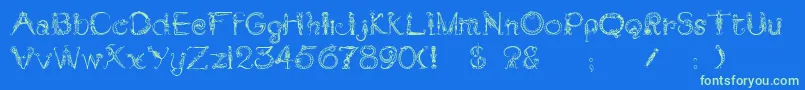 Tarantella Font – Green Fonts on Blue Background