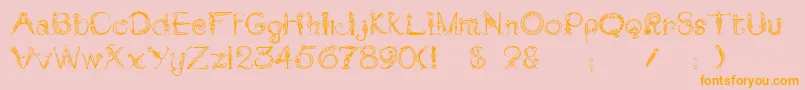 Tarantella-Schriftart – Orangefarbene Schriften auf rosa Hintergrund